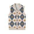 thumbnail image 7 of Mens Argyle Sweater Vests V Neck Sleeveless Cardigan Vest Knitwear Brown S, 7 of 7