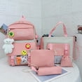 thumbnail image 1 of 4/5pcs Backpack Crossbody Bag Handbag Drawstring Bag And Pen Bag Set, Simple Solid Color Student Backpack With Cute Badge, Cute Sweet Student Backpack, Girls Backpack, Preppy Large-capacity Travel Back, 1 of 5