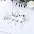 thumbnail image 5 of Heread Crystal Bride Wedding Hair Pins Silver Flower Bridal Head Piece Pearl Hair Accessories for Women and Girls (Pack of 3) (A Silver), 5 of 5