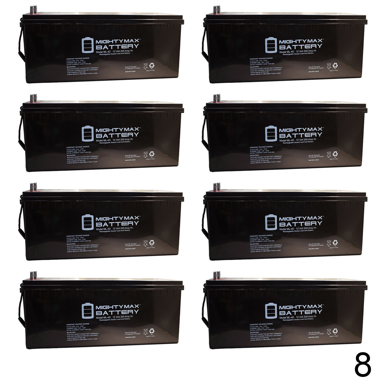 12V 200Ah 4D SLA Battery Replacement for Golf Cart 8 Pack Walmart