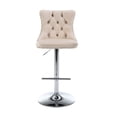 thumbnail image 6 of Tcbosik Modern Swivel Counter Height Barstools Set of 2, Velvet Upholstered Bar Stool with Button Tufted Back & Chrome Base, 24.8" - 33" Height Adjustable Island Chair for Dining Room, Beige & Silver, 6 of 11
