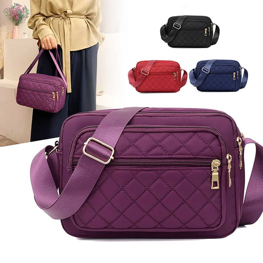 Crossbody Bags for Women Quilted Nylon Travel Shoulder Purse