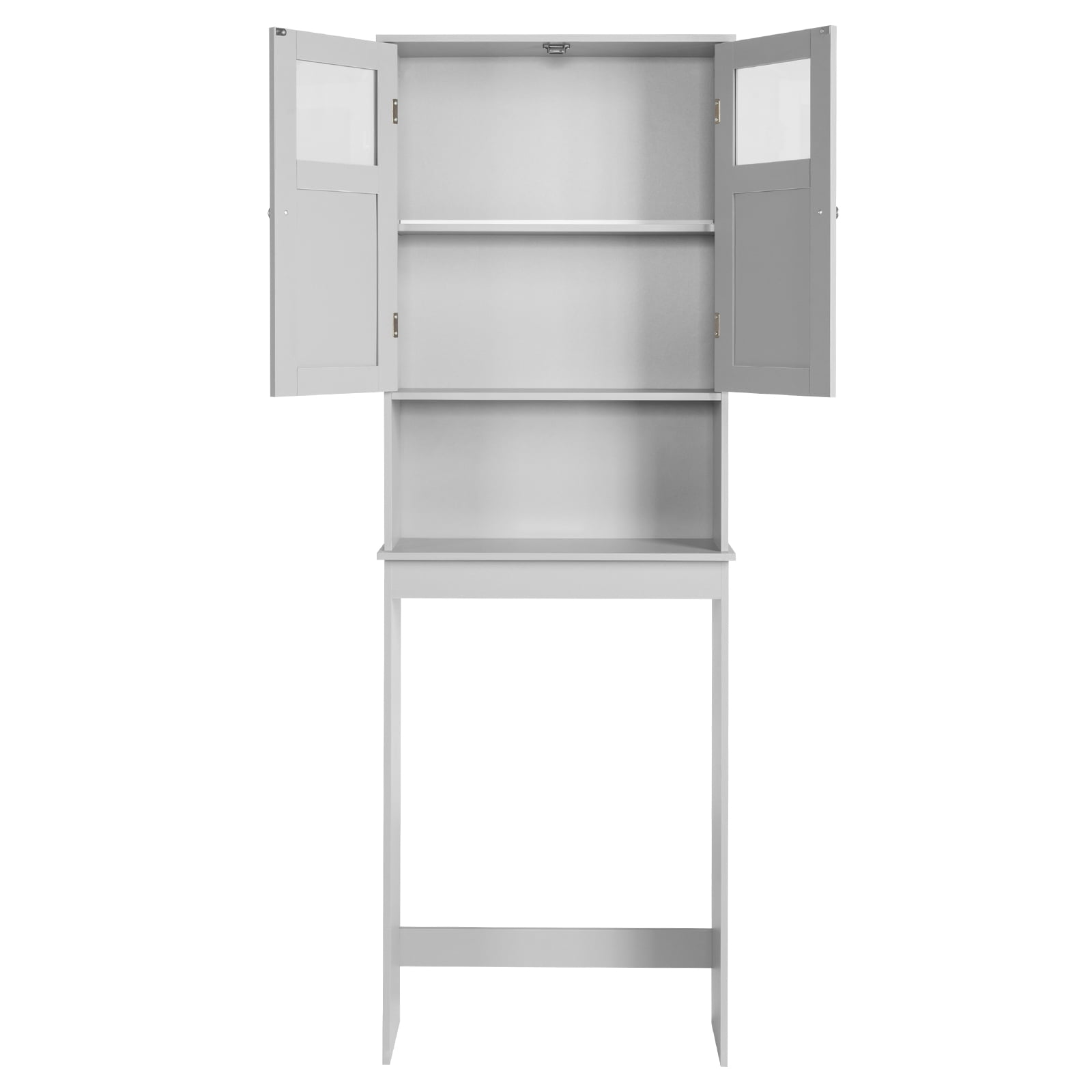 2-Door 3-Tier Toilet Cabinet MDF Melamine-Faced Bathroom Vanity, Grey 23.23*8.66*66.93in