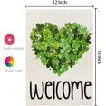 thumbnail image 2 of Newhomestyle St Patricks Day Garden Flag 12x18 Inch Double Sided for Outside Small Burlap Green Shamrocks Clovers Heart Welcome Yard Holiday Decoration, 2 of 5