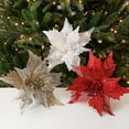 thumbnail image 4 of Christmas Flower Decorations Gold Red Sequins Glitter Handmade Tail Type Simulation Christmas Flower Christmas Tree Accessories, 4 of 7