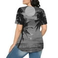 thumbnail image 4 of Oalirro Womens Summer Tops Round Neck Short Sleeve T-Shirts Boho Palm Tree Print Hawaii Tunic Blouse Classic Curvy Hem Pleated Shirts, 4 of 6