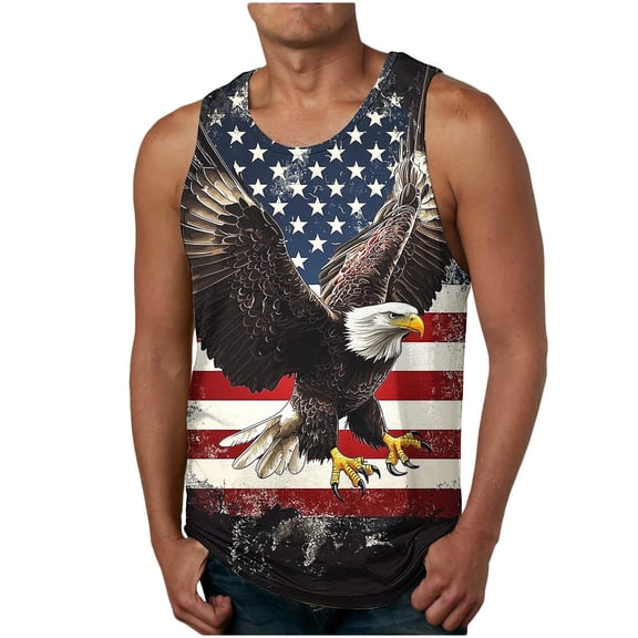 Men's American Flag Print Tank Tops Vintage Sleeveless Patriotic T Shirt 250 Year Anniversary Shirt