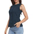 thumbnail image 4 of INSPIRE CHIC Vest for Women Button Down Crew Neck Waist Belt Business Casual Vest Tops S Navy Blue, 4 of 6
