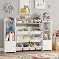 thumbnail image 1 of Homfa Kids Toy Organization Cubby Bookcase with 8 Bin, 2 Door White Storage Organizer Bookshelf for Children Room Playroom, 1 of 8