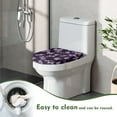 thumbnail image 4 of ZIATUBLES Butterfly Violet‌ Print Universal Fit Toilet Lid Cover with Elastic Edges Washable Reusable Stretchable Fabric for Most Lids Bathroom Decor Accessories, 4 of 6