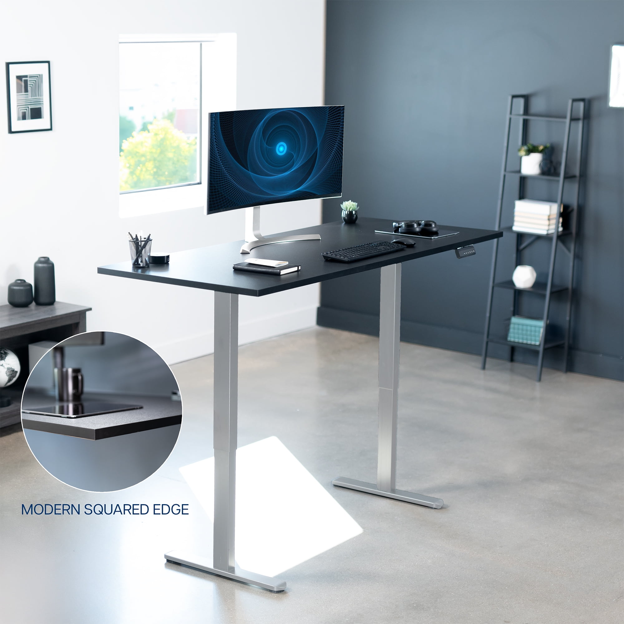 VIVO Dual Motor 71” x 30” Standing Desk, 1-Piece Black Top, Gray Frame