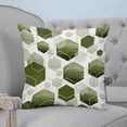thumbnail image 4 of 14x14 Pillow Covers Set of 2, Sage Green Marble Throw Pillow Covers Decorative Couch Cushion Case, Gold White Geometric Hexagon Modern Microfiber Square Pillowcases for Bedroom Car Living Room, 4 of 7