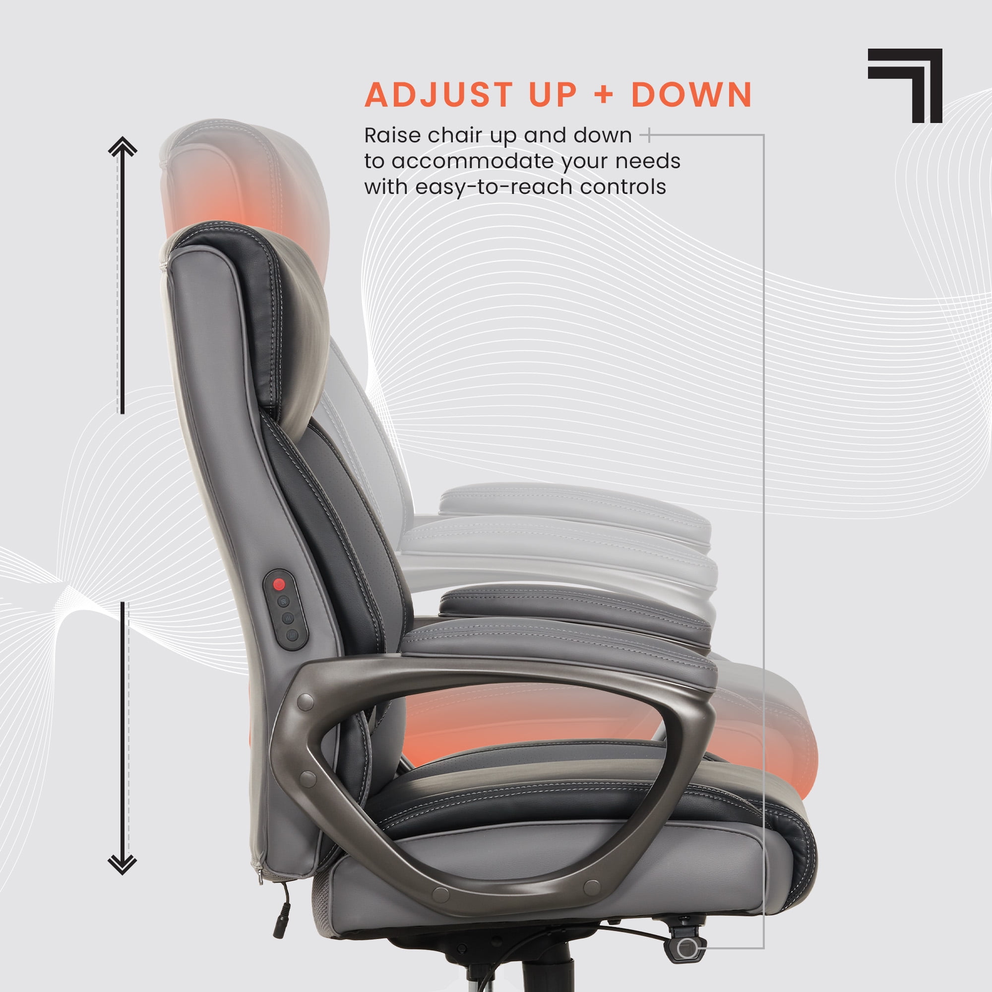 Sharper Image S-140 Massage and Heat Office Chair, Black/Gray
