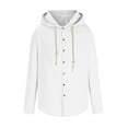thumbnail image 4 of Jinhomg Hoodie for Mens Lightweight Button Down Long Sleeve Shirts cotton linen Solid Color Casual loose Beach T shirt White,XXXXL, 4 of 6