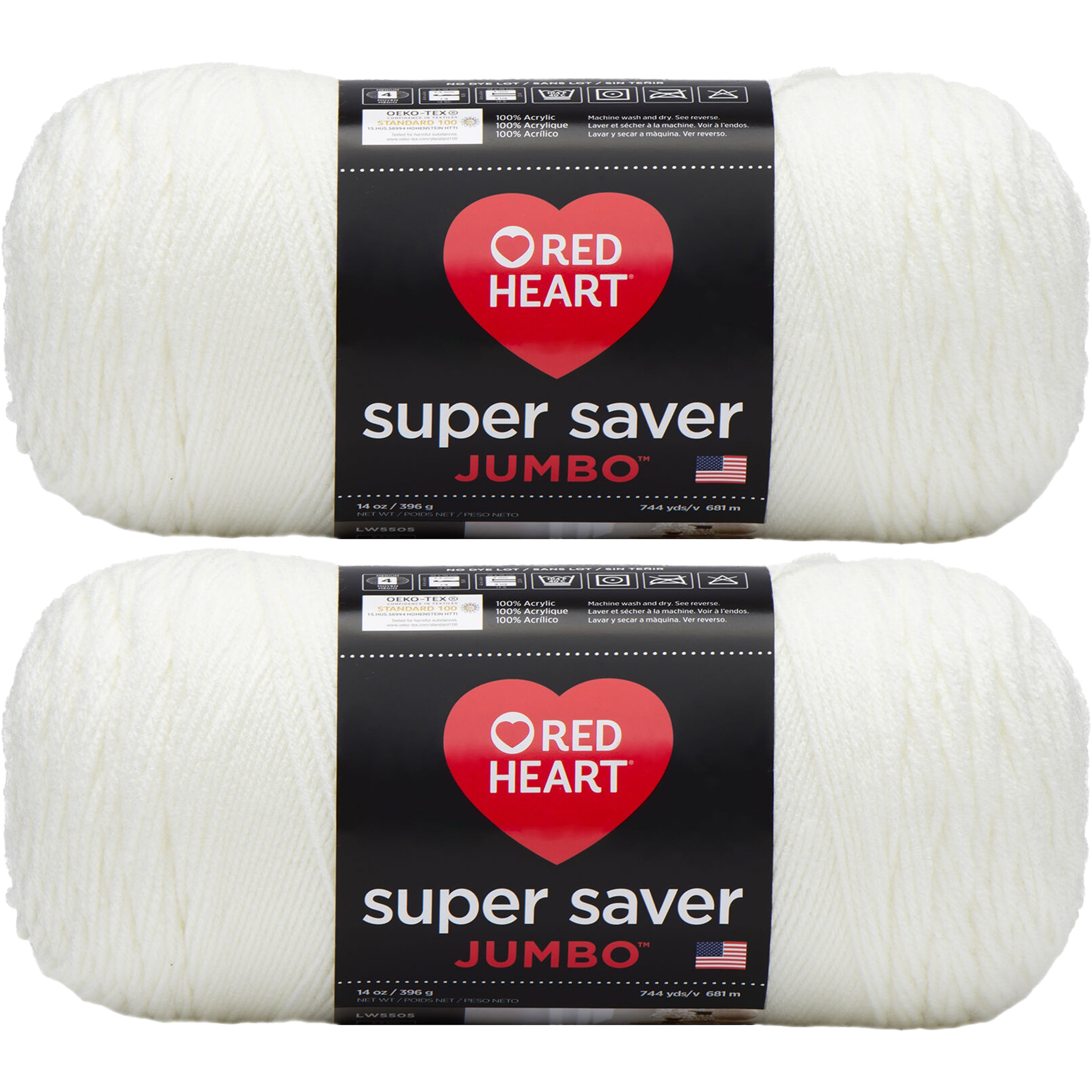Red Heart Super Saver YarnSoft White, Multipack Of 2