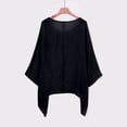 thumbnail image 4 of MIXUE Womens Summer Tops Solid Color Round Neck Long Sleeve Loose Fashion Casual Shirts For Women Tshirts Holiday Wear,Black,S, 4 of 8