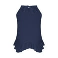 thumbnail image 6 of ZQUUVOU Tank Top For Women Halter Solid Color Loose Ruffle Casual Tops (Navy,XL), 6 of 7