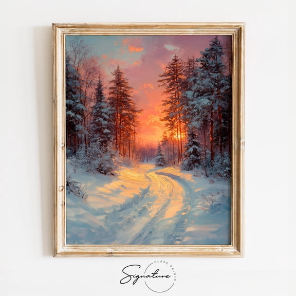 Snow-Laden Pines In Winter Forest Art, Winter Landscape At Sunset, Rustic Winter Nature Scene, Poster 2476 UNFRAMED Poster, 8x12