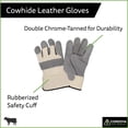 thumbnail image 2 of 12-Pack of Cordova 7500AL Premium Work Gloves, Double Chrome Tanned, Heavy Side Split Leather, White Canvas Back, Rubberized Safety Cuff, Aramid Sewn, Large, 2 of 4