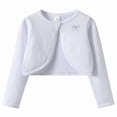 thumbnail image 2 of BXJX Girls Cropped Cardigans, Long Sleeve Open Front School Knitted Kids Fall Shrugs White Size 7-8 T, 2 of 7