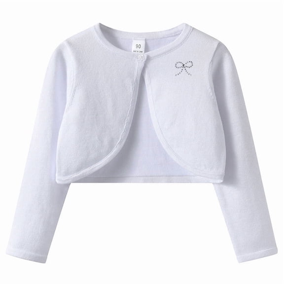 GigrtiJin Knit Cover up for Girls Long Sleeve Cute Bow Cardigan Girls Thin Cropped One Button Sweaters 1T-13T
