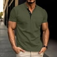 thumbnail image 2 of AHTJRT Men's Lightweight Band Collar Short Sleeve Henley Shirt for a Soft and Regular Fit Army Green XL, 2 of 6