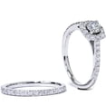 thumbnail image 3 of Pompeii 1 ct Diamond Cushion Halo Engagement Wedding Ring Set 10k White Gold (H/I,I1-I2), 3 of 4