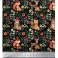thumbnail image 1 of Soimoi Satin Silk Fabric Leaves,Floral & Cute Animals Cartoon Print Fabric by The Yard 42 Inch Wide, 1 of 1