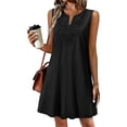 thumbnail image 3 of Efsteb Summer Dresses for Women 2026 Sleeveless V-Neck Embroidered Mini Dress Casual Boho Style A-Line Dress with Pockets for Everyday Wear (Black,L), 3 of 5