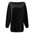 thumbnail image 4 of idosla Womens Fleece Lined Sweatshirt Off Shoulder Long Sleeve Pullover Top Oversized Shirt Basic Slouchy Clothes 2025 (Black, XXL), 4 of 5