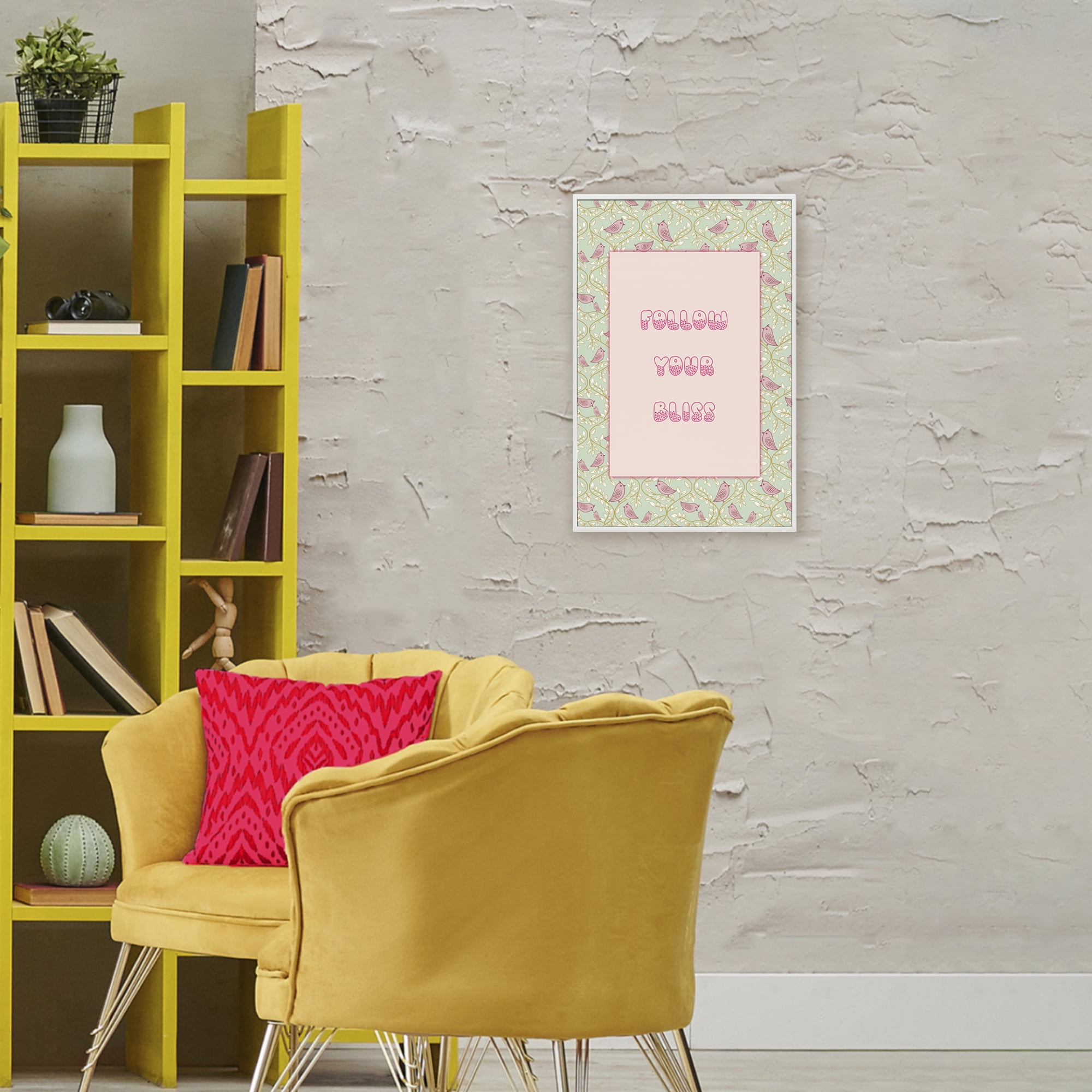 Stupell Industries Follow Your Bliss White Framed Giclee Art, design by Pooja Dave