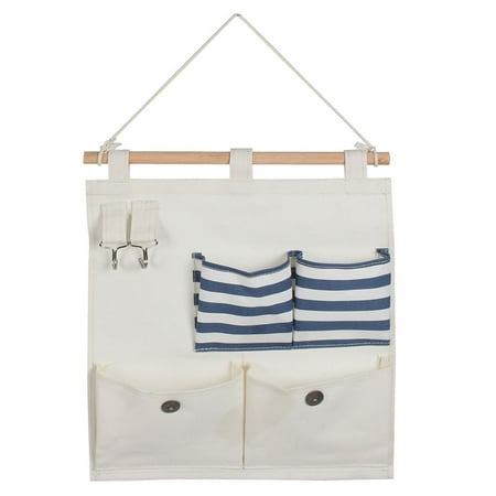 Cotton Striped Trunk - Cotton Linen Stripe Pattern Wall Door Closet Hang Storage Bag Case Blue Beige