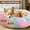thumbnail image 7 of Sasttie 36in Calming Donut Dog Bed, Washable Round Plush Faux Fur Pet Bed, Rainbow, 7 of 7