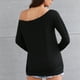 thumbnail image 3 of Tops casuales para mujer,Blusa con hombros descubiertos, blusa larga de color puro, blusa básica para mujer, innovación moderna, 3 of 4