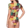 thumbnail image 4 of Naloa Cute Cartoon Cat Women's Short-Sleeved Onesie, One-Piece Swimsuit for Parties, dates, clubs - X-Large, 4 of 9