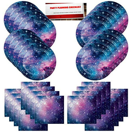 Galaxy Stars Universe Outer Space Party Supplies Bundle Pack for 16 Guests (Plus Party Planning Checklist by Mikes Super