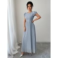 thumbnail image 5 of Gray Blue Women Ruffle Sleeve Pleated Maxi Dress With Scoop Neck And Relaxed Fit, 5 of 6