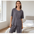 thumbnail image 3 of yillto Plus Size Women Pjs Set Summer Short Sleeve Shirts and Shorts Sleepwear Summer Soft Pajamas Lounge Sets, 3 of 6