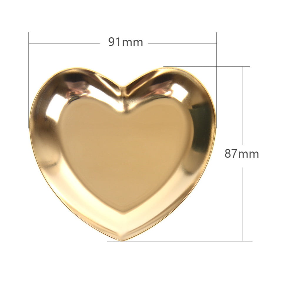 Heart Shaped Jewelry Serving Plate Metal Tray Storage R 