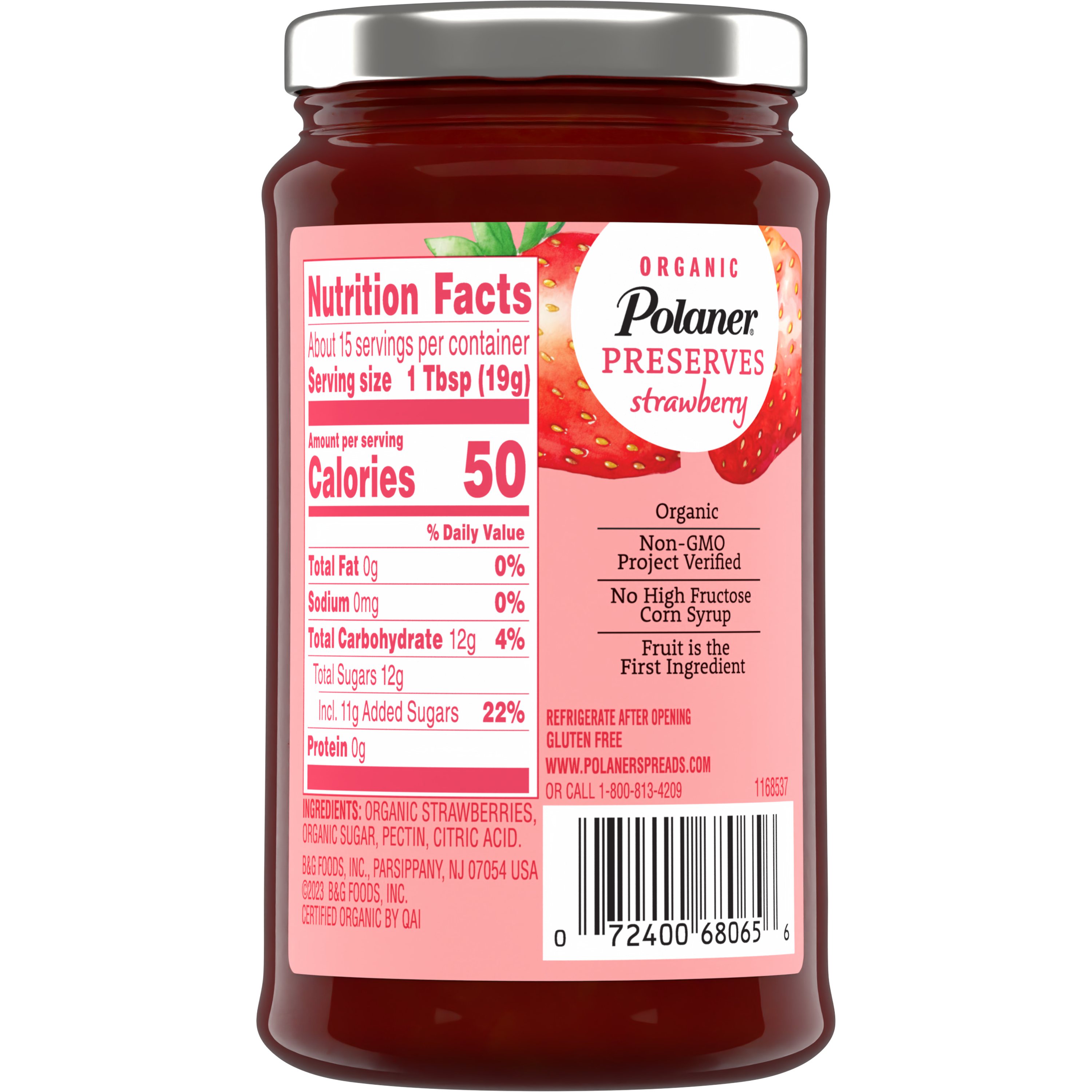 (3 pack) Polaner Organic Strawberry Preserves, Fruit Spreads, Non-GMO, 10.3 oz Jar