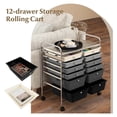 thumbnail image 4 of 12 Drawer Rolling Storage Cart, Utility Cart w/Wheels for Paper Tool Makeup, Art Supplies Organizers for Home Teacher Office School Classroom, Mobile Drawer Carts (Gradient Black), 4 of 8