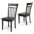 thumbnail image 6 of 3 Piece Dining Table Set, 2 Classic Style Solid Wood Warm Chairs with Pedestal Round Dining Table, Kitchen Room Set, Espresso Color w PU Leather Cushions, 6 of 8