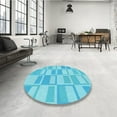 thumbnail image 4 of Ahgly Company Machine Washable Indoor Square Transitional Bright Turquoise Blue Area Rugs, 7' Square, 4 of 7