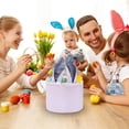 thumbnail image 2 of Striped Bunny Ear Easter Basket, 9x7.5in Personalizable Fabric Tote for Egg Hunts, Gifts & Holiday Decor, 2 of 5