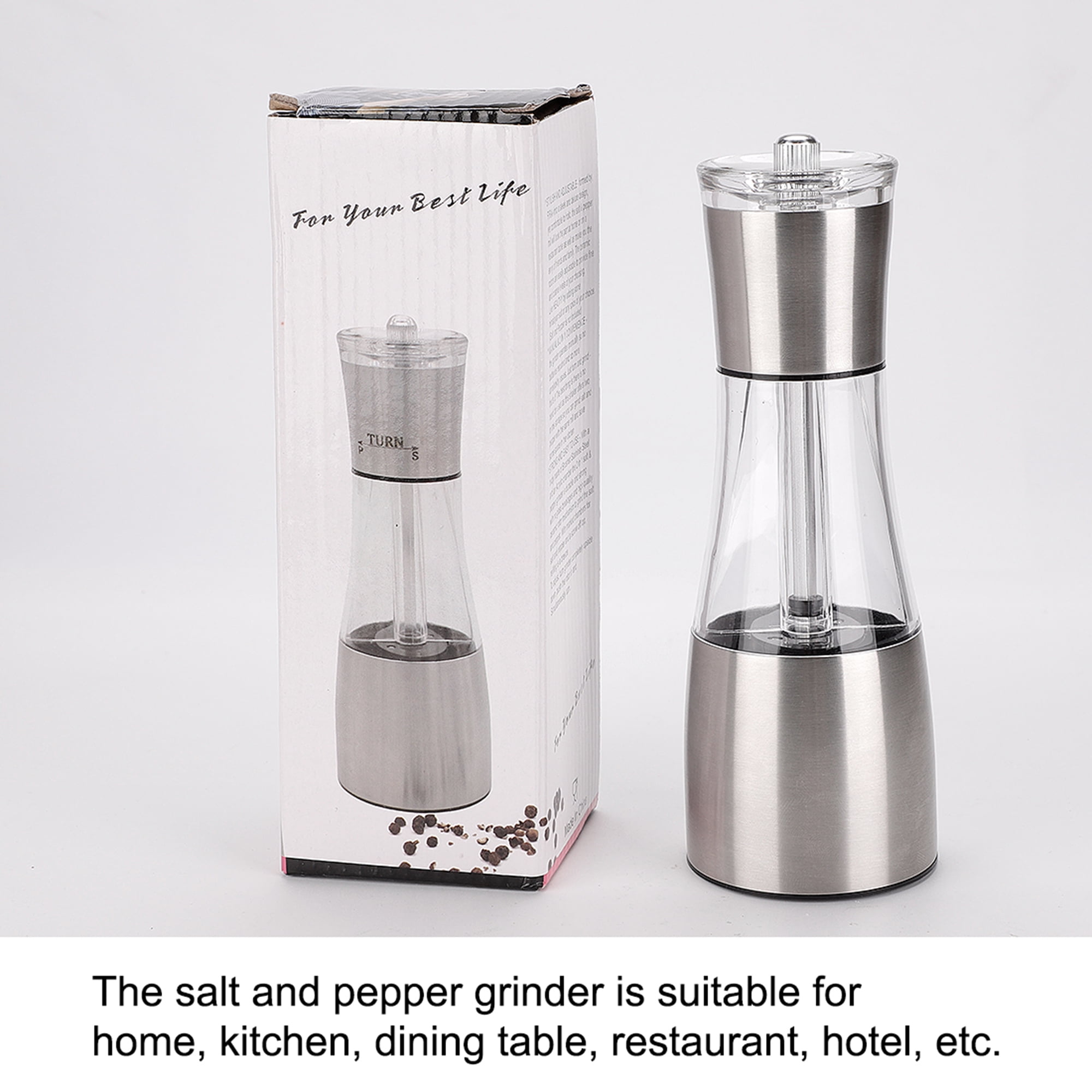Salt Pepper Grinder Ceramic Mill Spice Fine Coarse Kitchen Cafe Restaurant White