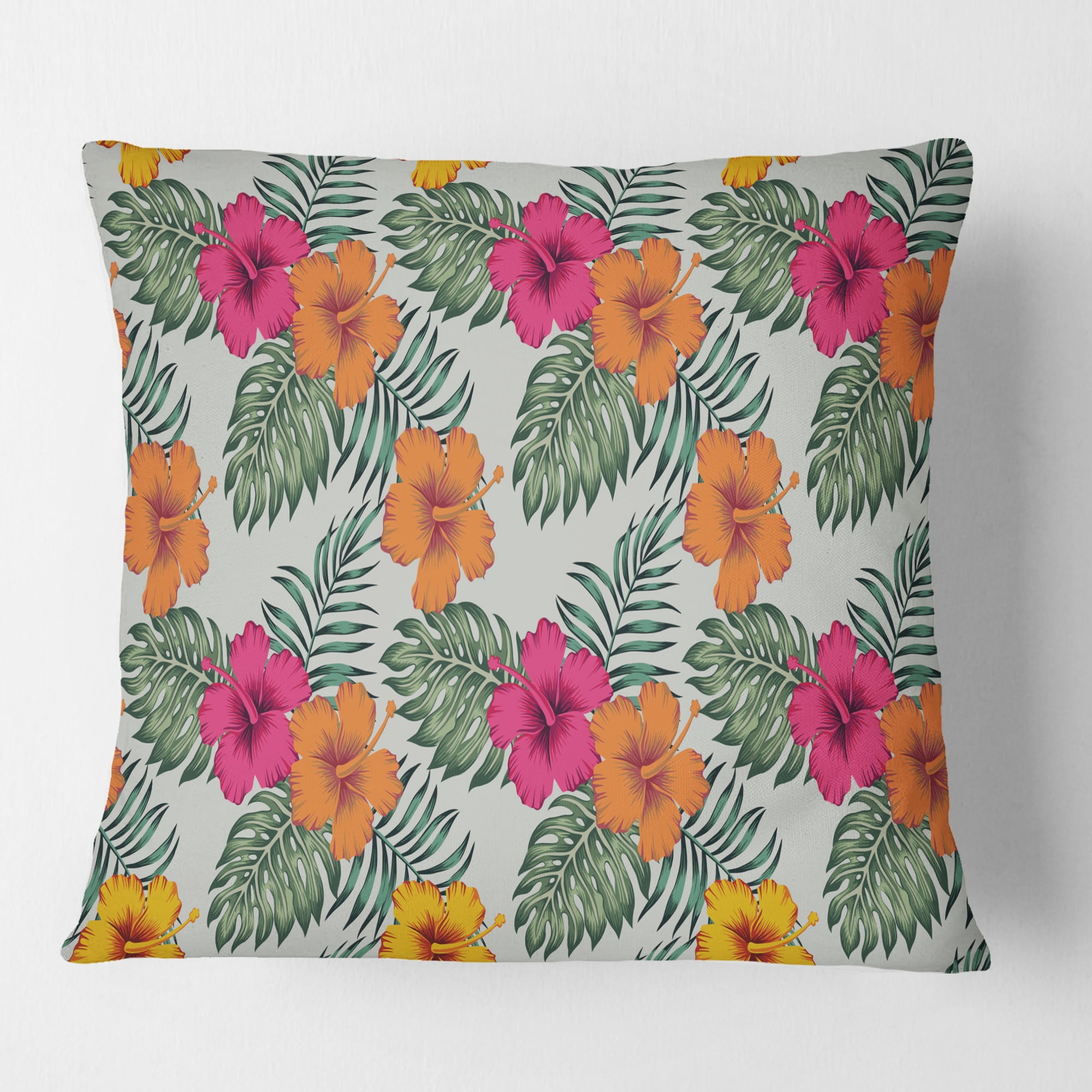 Designart Retro tropical Leaves III' Mid-Century Modern Throw Pillow - 18x18