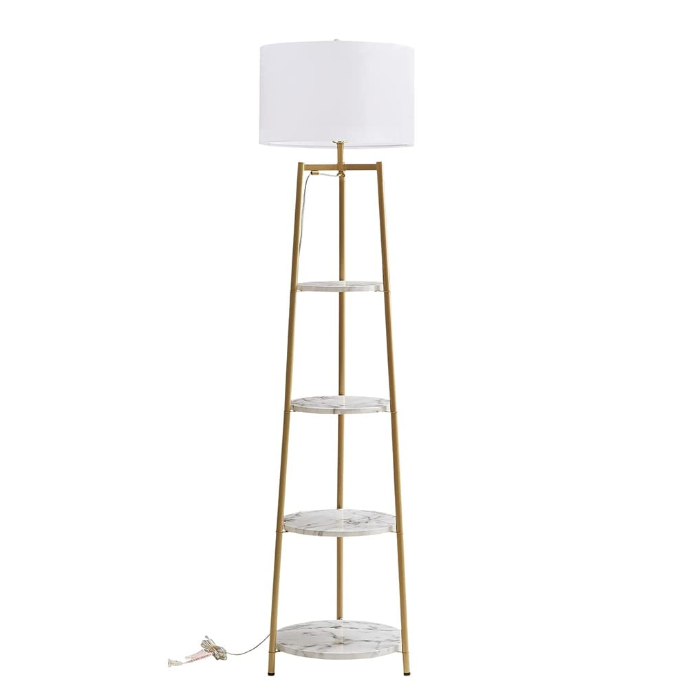 ROSEN GARDEN LT7045 Rosen Garden LT7045 Floor Lamp with 4-Tier Round Shelves, Gold