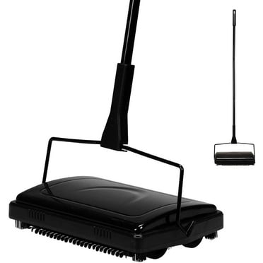 Eyliden Carpet Sweeper Cleaner Manual Hand Push Sweeper for Home Office Low Carpets Rugs with a Brush, Black Color