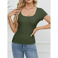 thumbnail image 2 of Women Short Sleeve Scoop Neck Tops Shirts Fitted Summer Tshirt Tee, 2 of 7