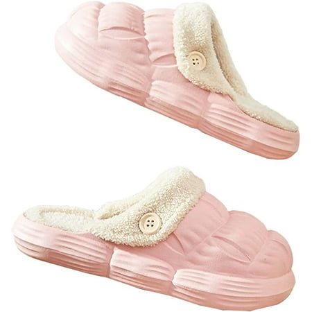 

DanceeMangoo Women Men Cozy Soft Fluffy Fur Bubble Cloud House Shoes Knock-down Dismountable Fleece Lining Indoor Slippers Outdoor